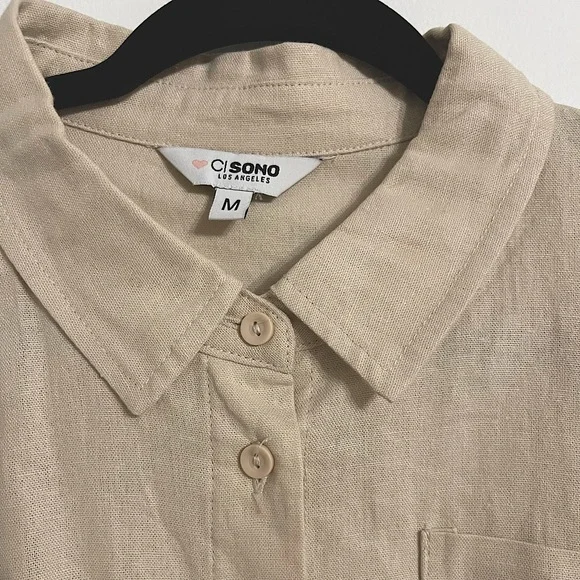 NWT CI Sono Los Angeles Khaki Long Sleeve Crop Top - Picture 4 of 6